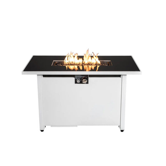 Rectangular White Fire Pit Table