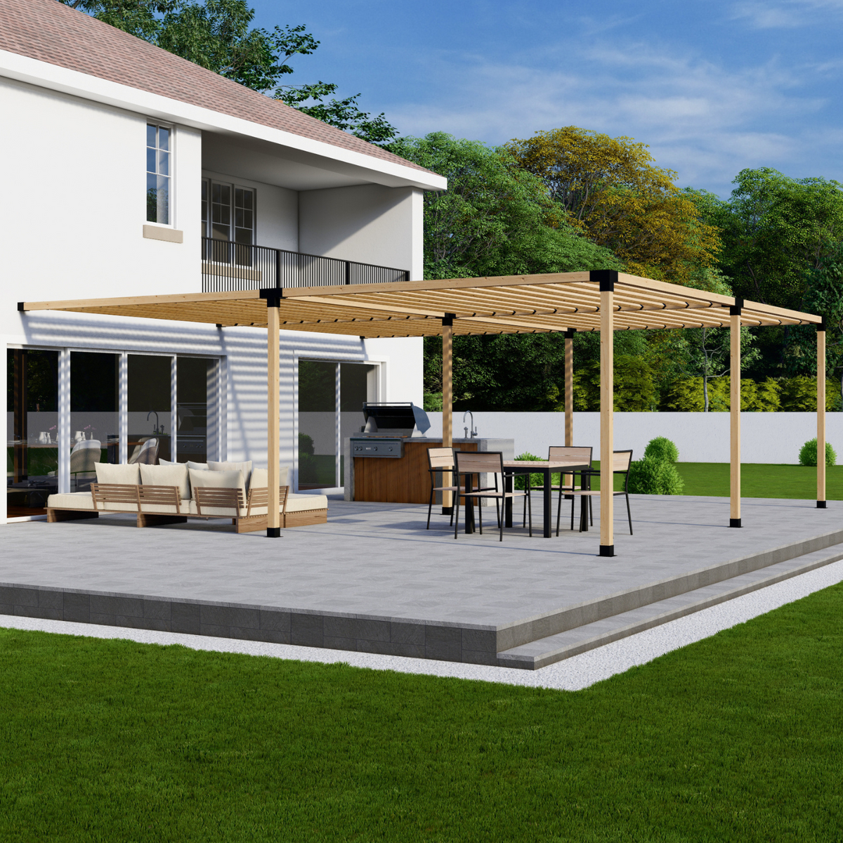 DIY Pergola Bracket Kit for an Attached Pergola With Slatted Roof