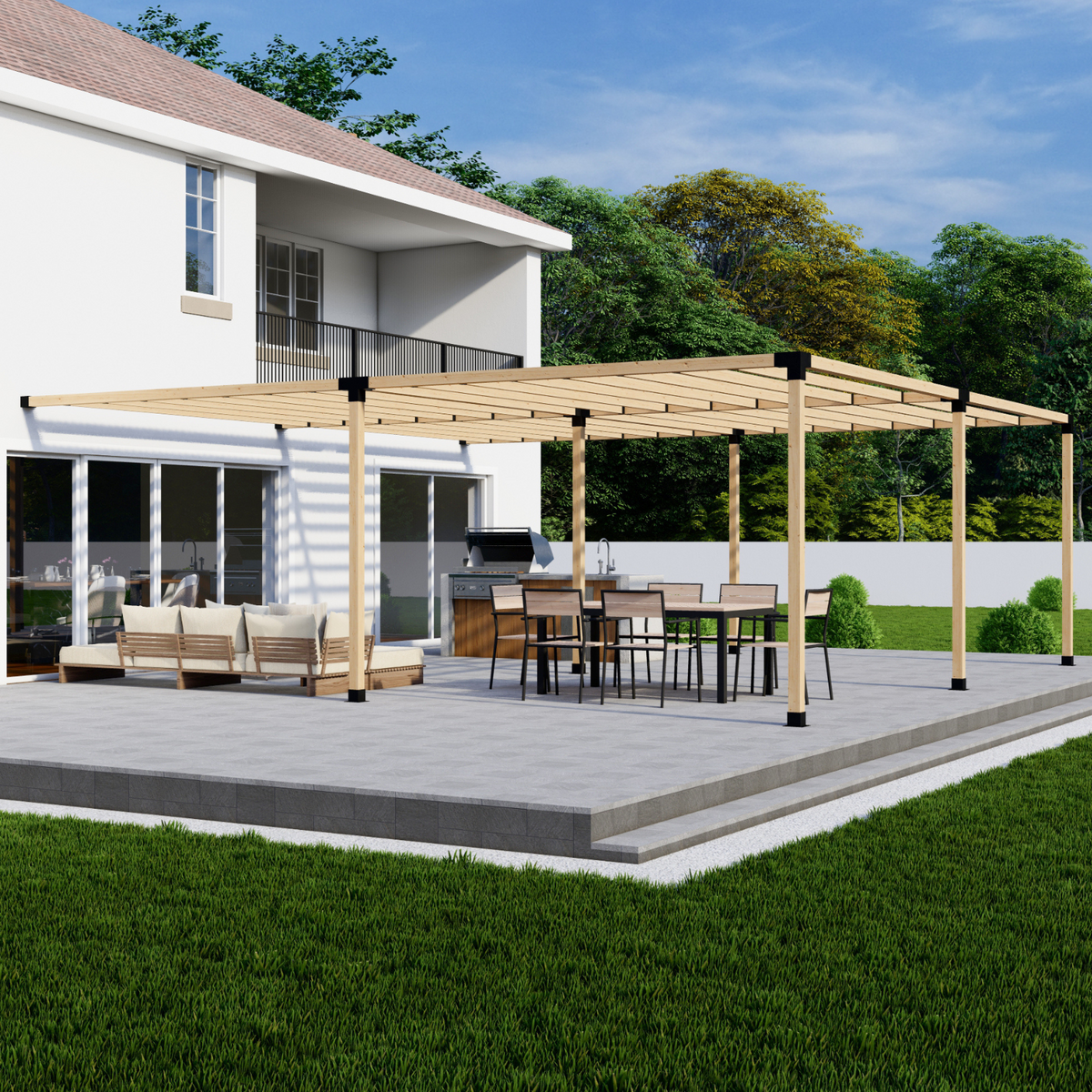 DIY Pergola Bracket Kit for an Attached Pergola With Slatted Roof
