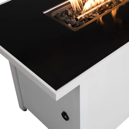 Rectangular White Fire Pit Table